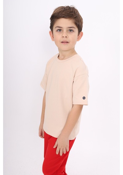 Toontoy Kids Toontoy Unisex Çocuk Baskılı Tişört Bej