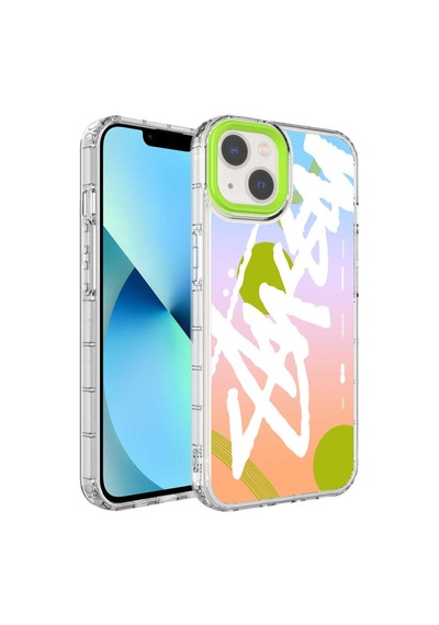 Apple Uyumlu  iPhone 13 Kılıf Renkli Desenli Sert Silikon Zore Korn Kılıf