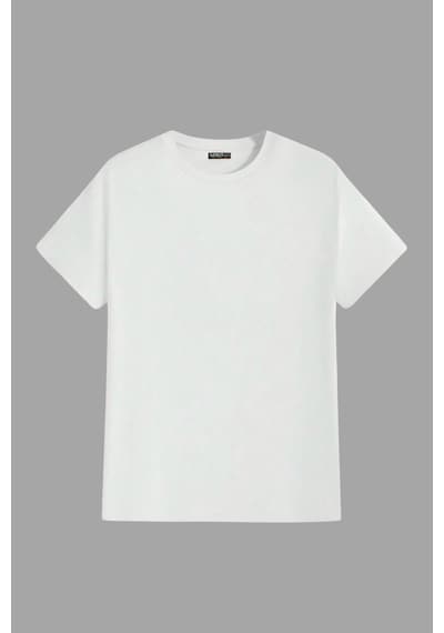 Genius Store Erkek %100 Pamuk Slim Fit Dar Kesim Bisiklet Yaka Basictişört Basıc-tshırt Beyaz