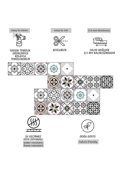 Kendinden Yapışkanlı Modern Solo Desenli Pvc Karo 20x20 Cm 5 Li Paket