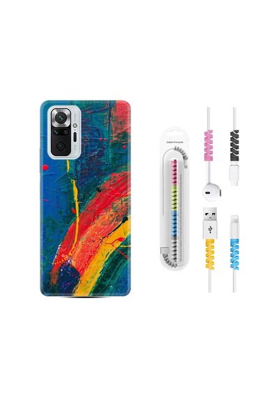 Xiaomi Redmi Note 10 Kılıf +Kablo Koruyucu Ressam Sulu Boya 1600