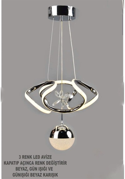 Lzy Avize Store Modern Krom Cam Avize Yatak Odası - Hol - Salon Gri Gri