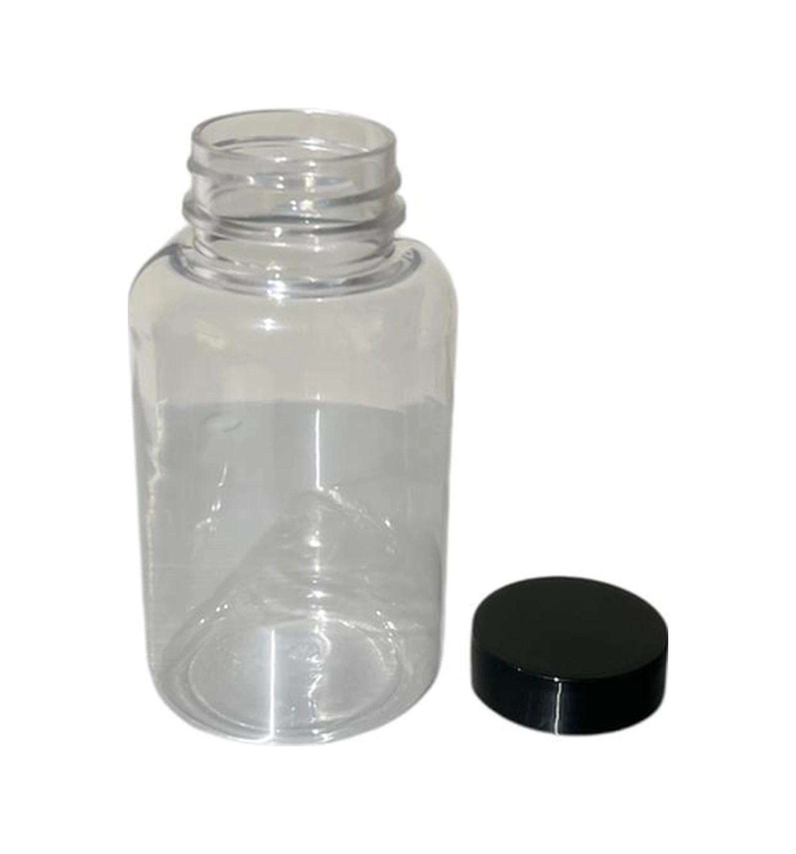 200ml Şeffaf Tablet Şişesi Siyah Kapak, 50 Adet, Tablet Şişesi, Ecza Şişesi, Kozmetik Şişe Diğer