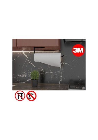 Metal Mat Siyah Yapışkanlı Tuvalet Kağıtlık Ve Kağıt Havluluk İkili Set Yapışkanlı Wc Kağıtlık Diğer
