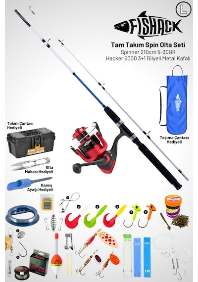 Tam Takım Spin Olta Seti - 210cm Kamış 5-30gr / 5000'lik 3+1bb Makine - L - At-çek Olta Takımı
