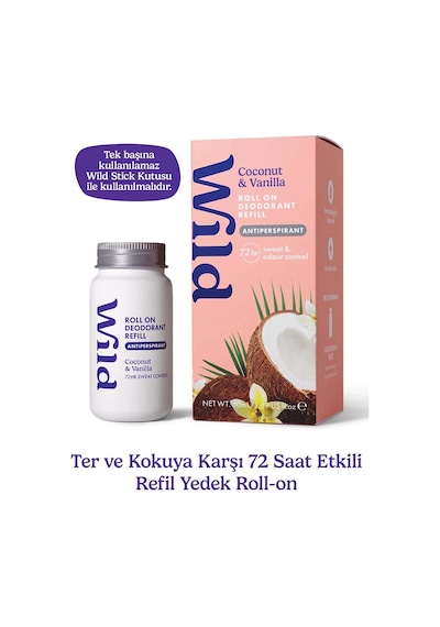 Wild Antiperspirant Roll On Coconut & Vanilla Refill Deodorant Yedek Dolum
