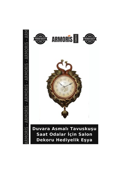 Duvara Asmalı Tavuskuşu Saat Odalar İçin Salon Dekoru Hediyelik Eşya Diğer