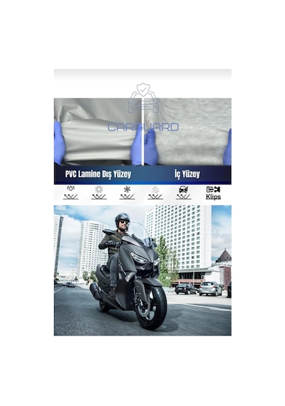 Carguard Yamaha X-max 250 Uyumlu Fitilli Motosiklet Brandası Motor Örtüsü-arka Çanta Uyumlu