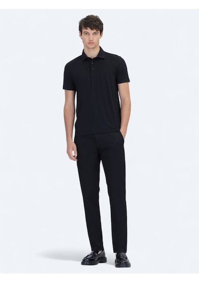 Siyah Düz Polo Yaka T-shirt Siyah