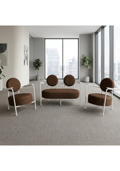 Venüs 2+1+1 Soft Kumaş Ofis & Büro İş Yeri Bekleme Koltuğu Takımı Beyaz Metal İskelet - Kahverengi Venüs 2+1+1 Soft Kumaş Ofis & Büro İş Yeri Bekleme Koltuğu Takımı Beyaz Metal İskelet - Kahverengi