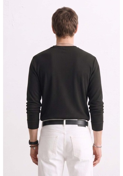 Barrels And Oıl Erkek Bisiklet Yaka İnterlok Sweatshirt - Siyah Siyah