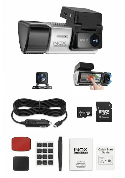 Inox-x603 2k Çözünürlüklü 3 Kanallı Araç İçi Kamera - Ön, İç Ve Arka Geri Görüşlü Dash Cam