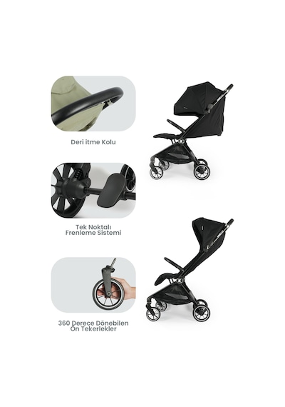 Kanz Bold Autofold Kabin Boy Bebek Arabası Ironblack
