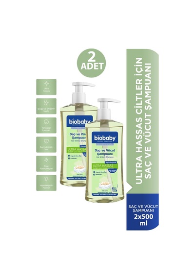 Biobaby Saç ve Vücut Şampuanı 500 Ml 2 Adet