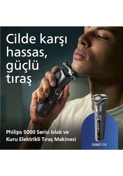 Serisi Tıraş Makinesi Sinekkaydı Tıraş Skin Iq Teknolojisi Islak Ve Kuru Kullanım Hassas Düzeltici Başlık S5887 Diğer