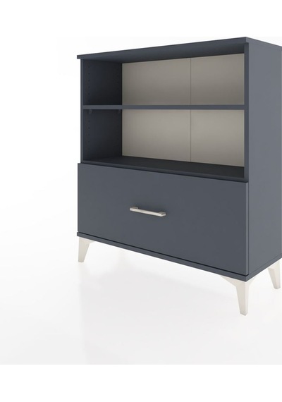 Arges Şifonyer 2 Raflı Tek Çekmeceli 88x30x96 Antrasit-antrasit Antrasit