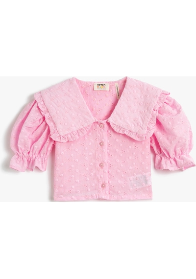 Koton Gömlek Crop Geniş Bebe Yaka Kısa Balon Kollu Pamuklu Pembe 3skg60015aw 3SKG60015AW274 Pembe Koton Gömlek Crop Geniş Bebe Yaka Kısa Balon Kollu Pamuklu Pembe 3skg60015aw 3SKG60015AW274 Pembe