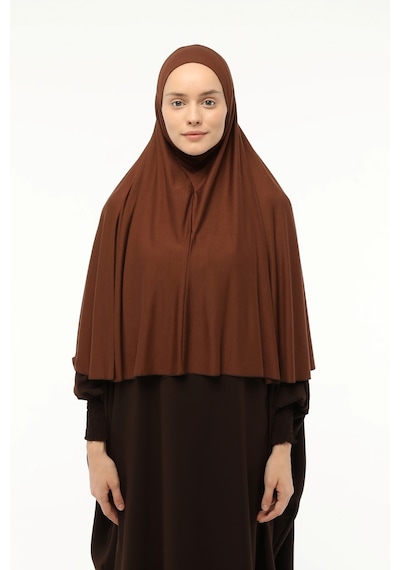 Altobeh Hazır Türban Peçeli Pratik Eşarp Tesettür Nikaplı Hijab - Namaz Örtüsü Sufle 3xl - Çikolata Çikolata