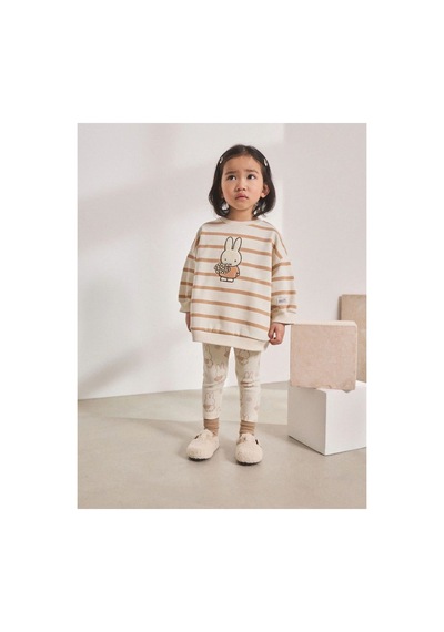 Lucco Tavşanlı Sweatshirt Tayt Kız Çoçuk %100 Cotton Takım Bej
