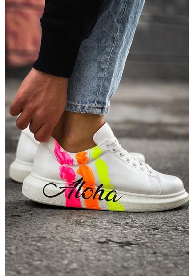 Ch254 Cbt Pittura Erkek Ayakkabı 501 Aloha Sarı Pembe Beyaz