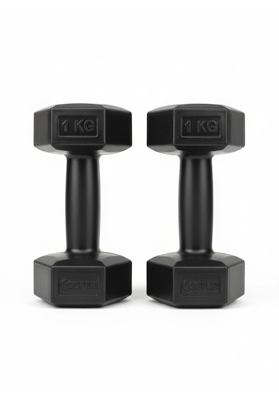 1 Kg + 1 Kg Plastik Dambıl 1 Kilo Siyah Renk