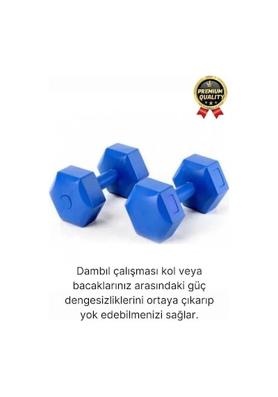 Premium Kalite Fitness Spor Egzersiz Vücut Kas Geliştirme Mavi 4 Kg Dambıl Ağırlık Seti - 2 Adet