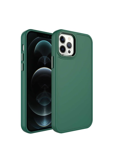 Zore Apple Uyumlu iPhone 14 Pro Max  Metal Çerçeve Ve Buton Tasarımlı Sert Botox Kılıf-k Koyu Yeşil