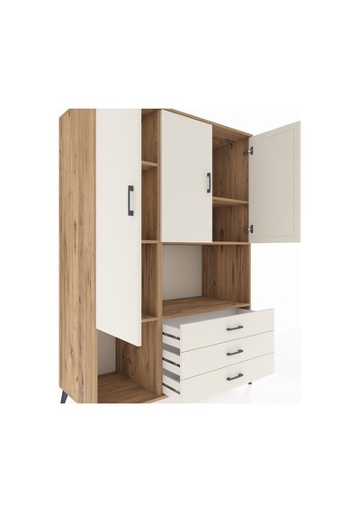 Kronos Dolap 6 Raflı 3 Çekmeceli 3 Kapaklı 132x59x195 Çam-aytaşı/aytaşı Aytası/aytası