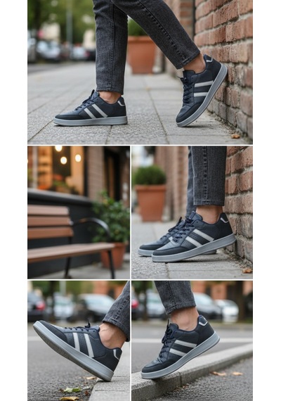 Fore Sport Erkek Günlük Yürüyüş Spor Ayakkabı Suni Deri, Hafif, Rahat, Darbe Emici Sneaker Lacivert Beyaz