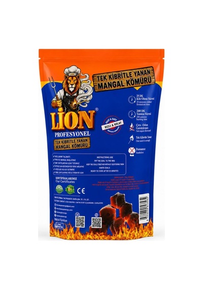 Lion Profesyonel Mangal Kömürü - Tek Kibritle Yanan 1.5 Kg Diğer