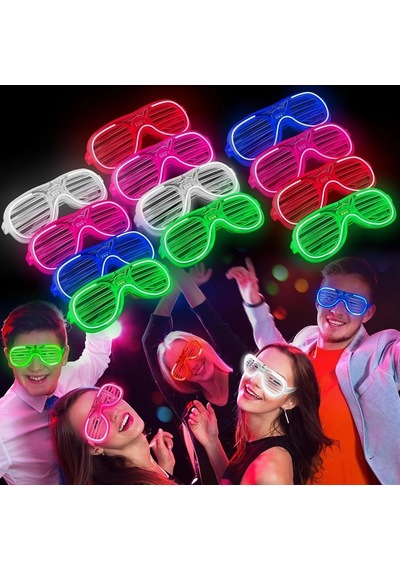 Glow Işıklı Panjur Parti Gözlüğü 12 Adet Diğer