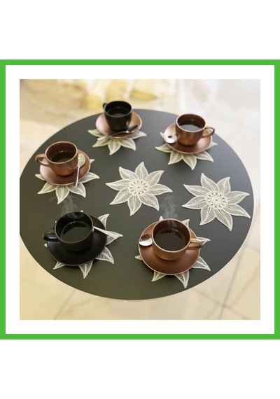 Vaveni 6 Lı Dantel Kahve Sunumluğu 15x15 Cm Asorti Desenli Dekoratif Bardak Altlığı Arz Çok Renkli