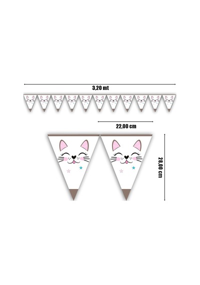 Miss Cat Üçgen Bayrak Flama - 3,20 Mt.