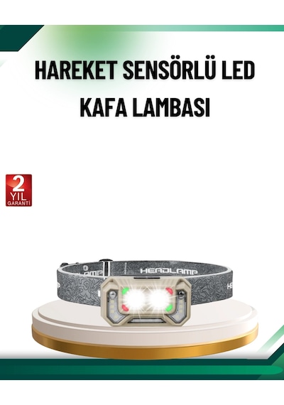 Şarjlı Wave Sensörlü Led Kafa Feneri Outdoor Kullanım Renkli
