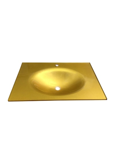 Cam Lavabo 12 MM 90 x 56 CM Altın Rengi