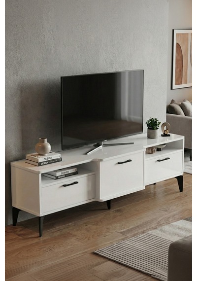 Mistral Tv Sehpası Metalik Beyaz 160x40 Cm