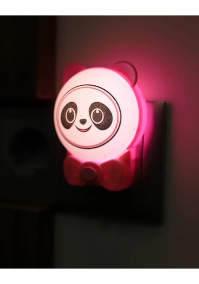 Sevimli Panda Bebek Çocuk Odası Gece Lambası, Prize Tak Çalıştır Anahtarlı, 2 Watt Beyaz Işık Ledli Sarı