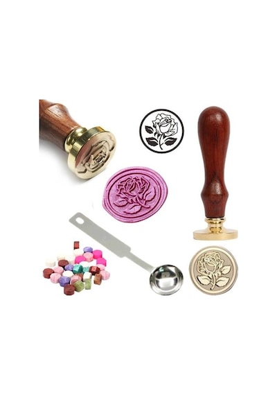 Mektup Damga Mühürü Elegant Rose + 30 Mühür Mumu + Eritme Kaşığı