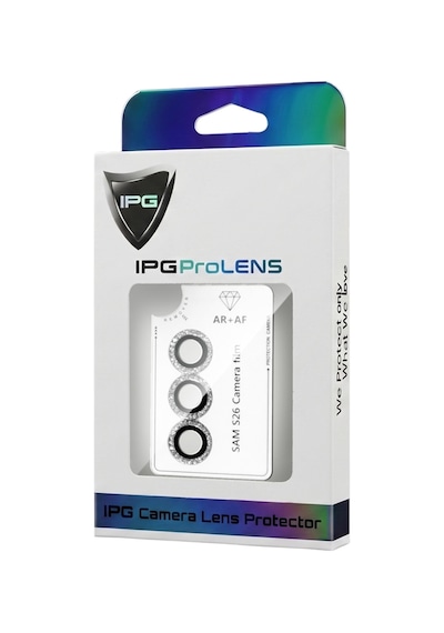 Samsung Galaxy Uyumlu S26 - S26 Plus İçin Ipg Prolens Kamera Lens Koruyucu Elmas Taş Çerçeveli, Kırılmaz Cam Gümüş