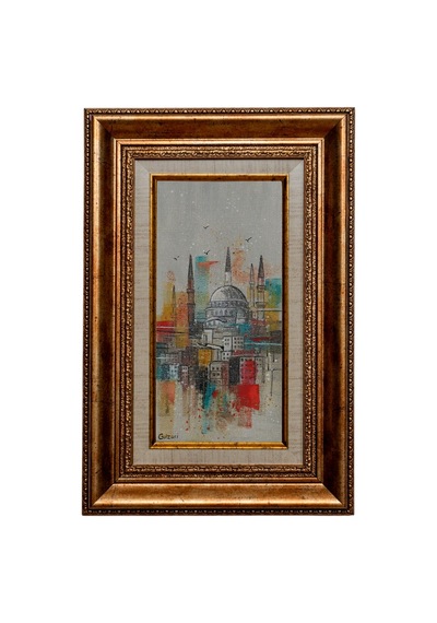 Renkli İstanbul Silüeti Yağlı Boya Tablo