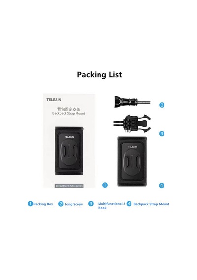 Ayex Backpack Strap Mount Telesin Gp-bpm-003 Aksiyon Kamera Çanta Askı Aparatı Gopro, Djı İle Uyumlu