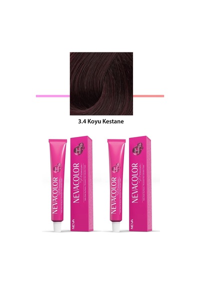 2 Li Set Premium 3.4 Koyu Kestane - Kalıcı Saç Boyası 2 X 50 G Tüp