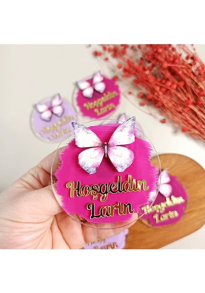 İsme Özel Pleksi Magnet Kız Bebek Hediyeliği 50 Adet
