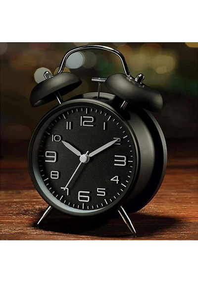 Ayrex Valkyrie Sessiz Akar Saniyeli 16cm Alarm Masa Çalar Saat Yüksek Zil Sesi Büyük Boy Siyah