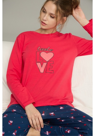 Siyah İnci Örme Pamuklu Pijama Takım25240268 NAR ÇİÇEĞİ