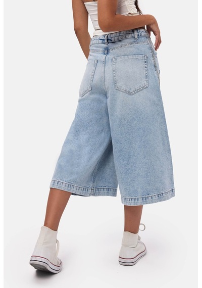 Itsbasic Kadın Mavi 4s6-3 Süper Baggy Fit Kemer Detaylı Maxi Boy Denim Jort