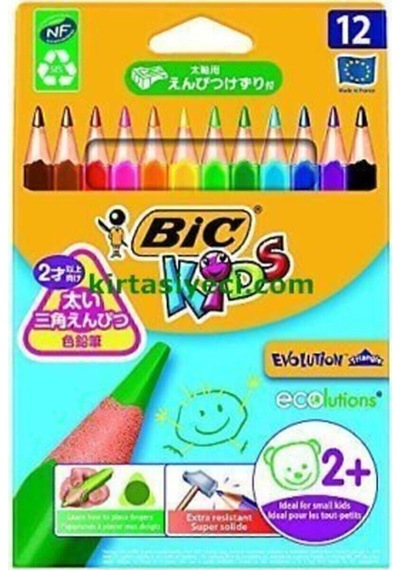 Kids Evolution Üçgen Jumbo Kuru Boya Kalemi 12 Li Kutu 3086124001632 Çok Renkli