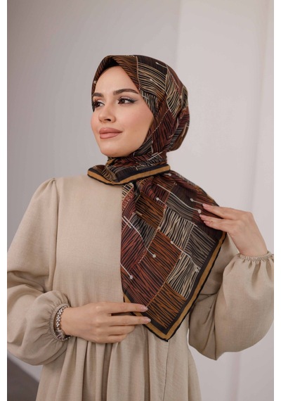 Mimiyum Nota Desen Soft Eşarp Safran