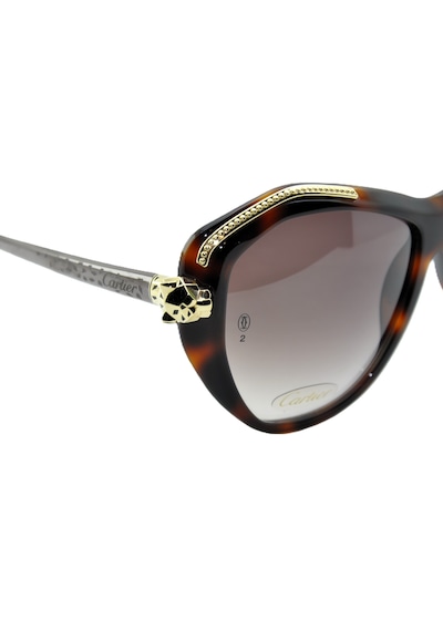 Cartier Panthere Dark Brown Cat Eye Polarize Kahverengi Kadın Güneş Gözlüğü T8201076 Kahverengi - Siyah Cartier Panthere Dark Brown Cat Eye Polarize Kahverengi Kadın Güneş Gözlüğü T8201076 Kahverengi - Siyah