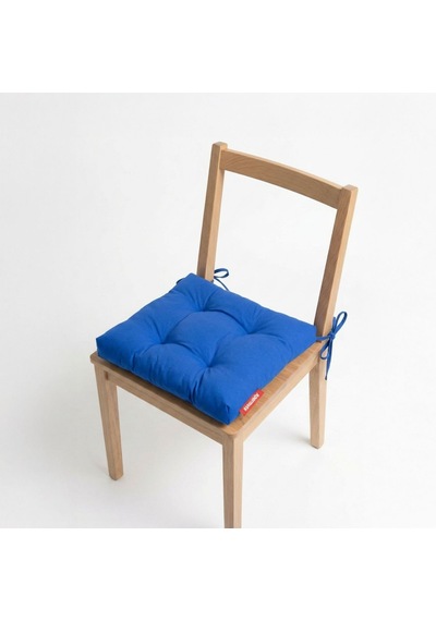 Pofuduk Sandalye Minderi Bağcıklı 40x40 Cm Yıkanabilir Dekoratif Mutfak Bahçe Piknik Minderi Mavi